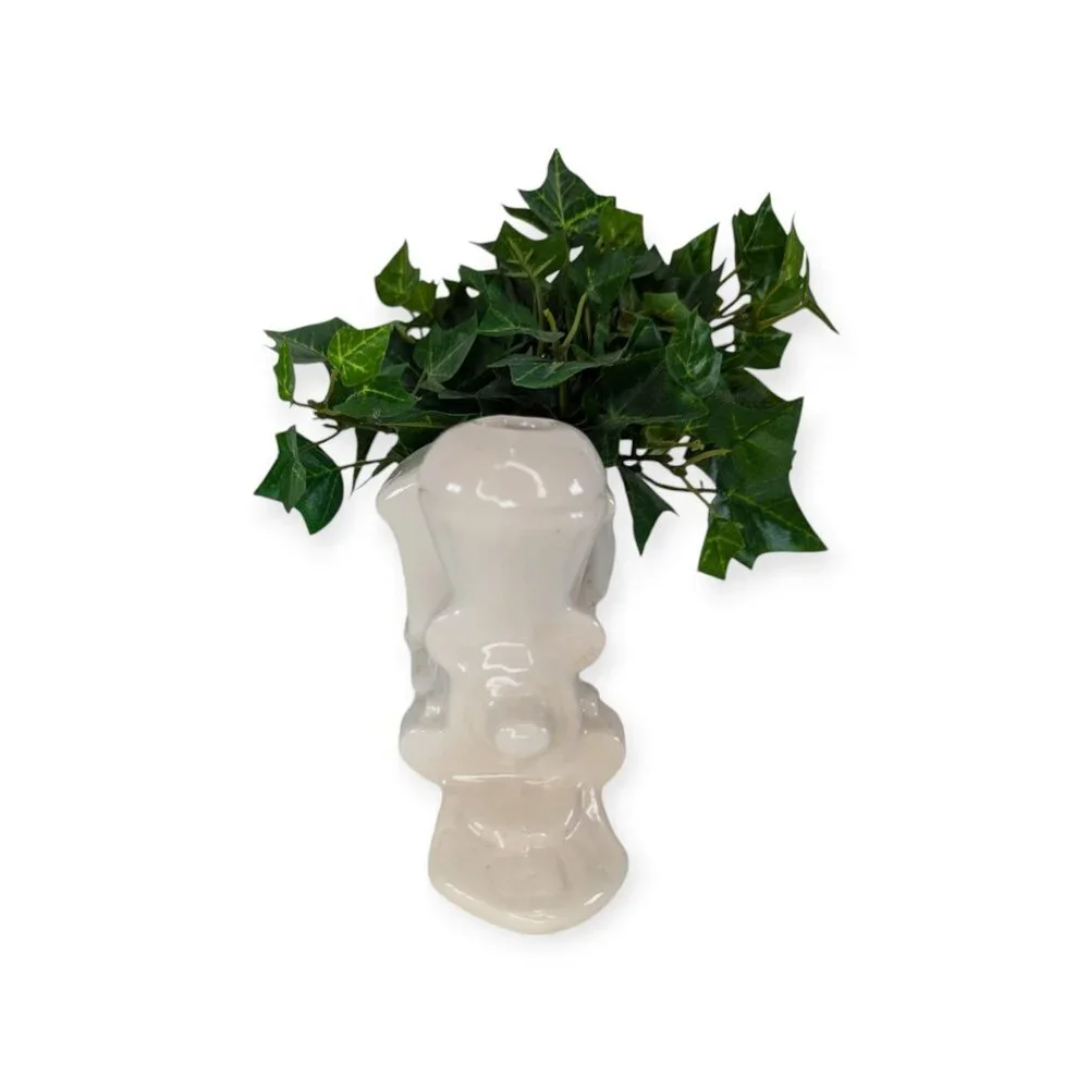 Ceramic Train Off White Planter w/Fake Ivy